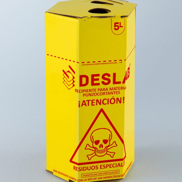 Recipiente hexagonal para la eliminación de residuos sólidos especiales de cartón microcorrugado de 5 litros